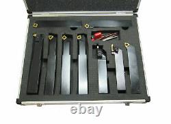 Indexable Lathe Turning Tool Set 20mm Shank 9pc Grooving Threading Parting Rdg