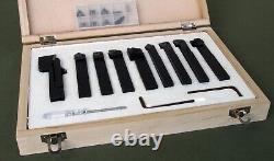 Lathe 9 piece Turning tool set, 12mm tool height with set of spare inserts