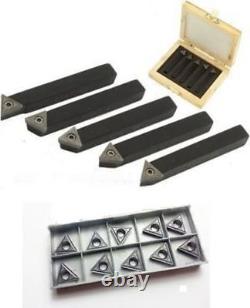 Lathe Turning Tool Holder Set 20mm (3/4) 5 Pieces 10 Carbide Inserts Tcmt