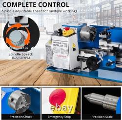 Metal Lathe 7x12High-Grade Construction Precise Variable Speed Control 2500RPM