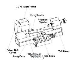 Mini Lathe Kit, 12V DC 60W 12000RPM High Power Micro Lathe Machine Mini Lathe