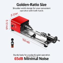 Mini Lathe, WM101A Mini Wood Lathe Machine, 24VDC 96W Power Lathe