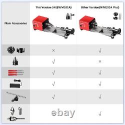 Mini Lathe, WM101A Mini Wood Lathe Machine, 24VDC 96W Power Lathe