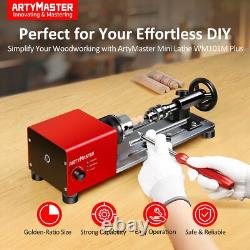 Mini Lathe, WM101A Mini Wood Lathe Machine, 24VDC 96W Power Lathe