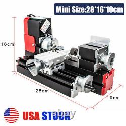 Mini Motorized Lathe Machine 24W Tool Metal Woodworking Hobby Modelmaking