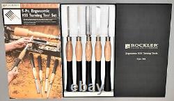 NEW ROCKLER 5 pc. TURNING TOOL SET 19 1/4 HSS LATHE WOODTURNING BOXED ERGONOMIC