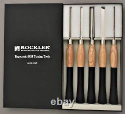 NEW ROCKLER 5 pc. TURNING TOOL SET 19 1/4 HSS LATHE WOODTURNING BOXED ERGONOMIC