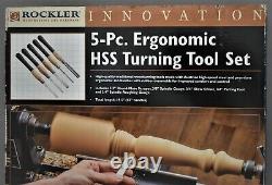 NEW ROCKLER 5 pc. TURNING TOOL SET 19 1/4 HSS LATHE WOODTURNING BOXED ERGONOMIC