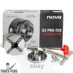 Nova Lathes 48291 PRO-TEK G3 1x 8TPI Direct Thread Turning Chuck + Jaws Set New