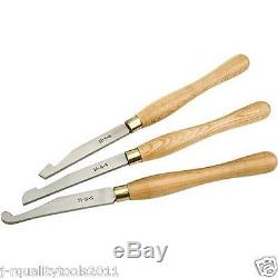 Professional 3 Pc Hss Wood Lathe Bowl Turning Chisel Set In Wood Case