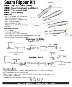 Seam Ripper Or Stiletto Handle Kit Wood Turning Lathe Woodturning Chrome or Gold