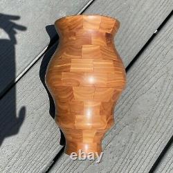 Segmented Wood Vase Handcrafted Lathe Turned Signed by Artist Art