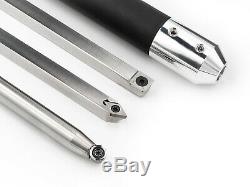 Set of 3 Carbide Simple Woodturning Tools & Handle Wood Lathe Cutting Turning