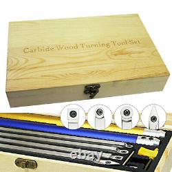 Set of 6 Carbide Simple Woodturning Tools & Handle Wood Lathe Cutting Turning