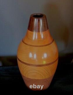 Southwestern Hollow Form Lathe Turned Cherry & Black Walnut Vase Artist Signed