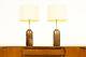 Studio Craft Walnut Table Lamps Lathe Turned With Brass Detailing Pair Tl2