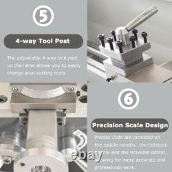 TECHTONGDAInch Precision Metal Bench Lathe 832 900W Machinery Turning Lathe