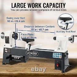 UOKRR Benchtop Wood Lathe 10 x 18 Machine 5 Variable Speeds 500-3200RPM