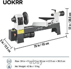 UOKRR Mini Wood Lathe for Woodworking 8 x 12 Wood Turning Lathe 1/3HP 750-3200