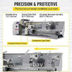 VEVOR 1100W Metal Lathe Machine 8.7×29.5 Variable Speed LED Brushless Tool