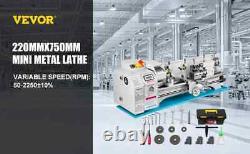 VEVOR 1100W Metal Lathe Machine 8.7×29.5 Variable Speed LED Brushless Tool