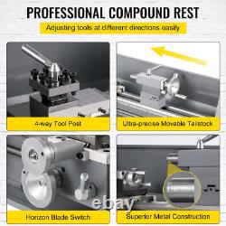 VEVOR 1100W Mini Metal Lathe 8.7 × 29.5 Metalworking Machine Metal Gears
