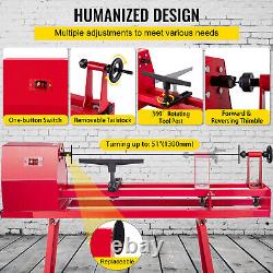 VEVOR 14×51 Variable Speed 5 Benchtop Wood Turning Lathe 750W with Steel Base