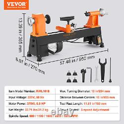 VEVOR Benchtop Wood Lathe Power Wood Turning Lathe 10 in x 18 in 0.5 HP 370W