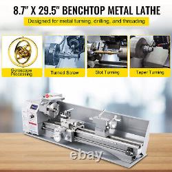 VEVOR Lathe Mini Metal Lathe 8.7 × 29.5 Metalworking Machine Metal Gear 1100W