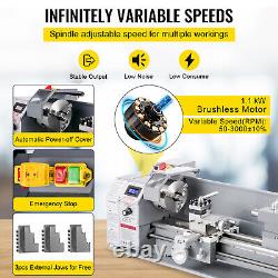 VEVOR Lathe Mini Metal Lathe 8.7 × 29.5 Metalworking Machine Metal Gear 1100W