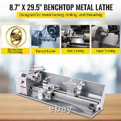 VEVOR Metal Lathe Mini Lathe 8.7x29.5 750W for Counter Face Turning Driling