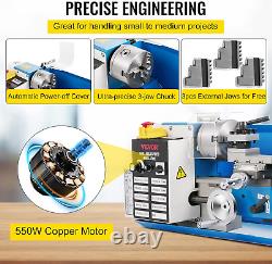 VEVOR Mini Metal Lathe, 7X14, Benchtop Metal Lathe, 550W Variable Speed 2250 R