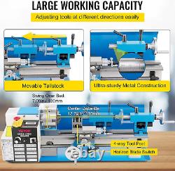 VEVOR Mini Metal Lathe, 7X14, Benchtop Metal Lathe, 550W Variable Speed 2250 R