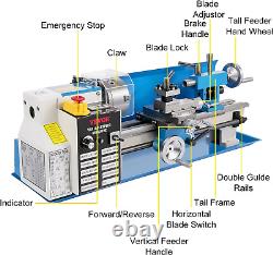VEVOR Mini Metal Lathe, 7X14, Benchtop Metal Lathe, 550W Variable Speed 2250 R