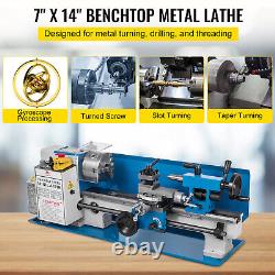 VEVOR Mini Metal Lathe 7X14 Metalworking Machine Variable Speed 2250RPM withLamp