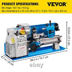 VEVOR Mini Metal Lathe Machine 7x14 550W Variable Speed 0-2250 RPM With Tools