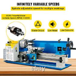 VEVOR Mini Metal Lathe Machine 7x14 550W Variable Speed 2250 RPM With Tools