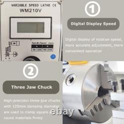 WM210V Metric Precision Metal Bench Lathe Wood Lathe DIY Groove Turning Lathe