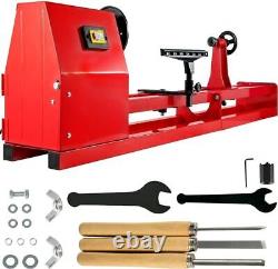 Wood Lathe 14 X 40 Power Wood Turning Lathe 1/2HP 4 Speed Benchtop With3 Chisels