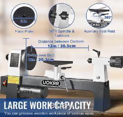 Wood Lathe for Woodworking 8 x 12 Wood Turning Lathe 1/3HP, 750-3200 rpm