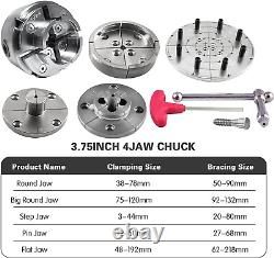 Wood Turning Lathe Nickel Plated Chuck and Laser Etched Jaw Set Wrench4 Jaw