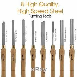 Woodworking Lathe Chisel Set 8 Piece Turning Tools Piece High Speed Wood Box