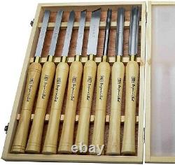 Woodworking Lathe Chisel Set Turning Tools Piece High Speed 8-Piece Wood Box New