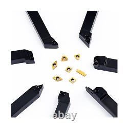 YUFUTOL Indexable Lathe Turning Tool-3/4 Shank 7 Pieces Carbide Turning Tool
