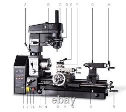 Machine combinée tour, perceuse et fraiseuse 3 en 1 110V 220V pour métal