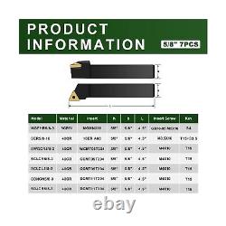 Outil de tournage de tour indexable - Ensemble d'outils de tournage en carbure de 7 pièces, tige de 5/8 pouces, CN