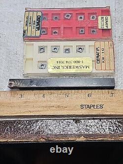 Porte-outil de tour VALENITE SCLPRF0-060 avec queue de 3/8 pouce et 1 pièce avec 16 plaquettes carbure neuves.
