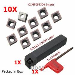 Sclcr1616h09 16mm Lathe Turning Tool Holder + 10pcs Ccmt09t304 Carbide Inserts