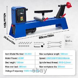 Tour à bois d'établi 14 x 20 avec moteur de 400W et 4 vitesses variables