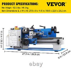 Tour à métaux mini 7x12 pour le travail du métal et du bois avec moteur à courant continu sur établi